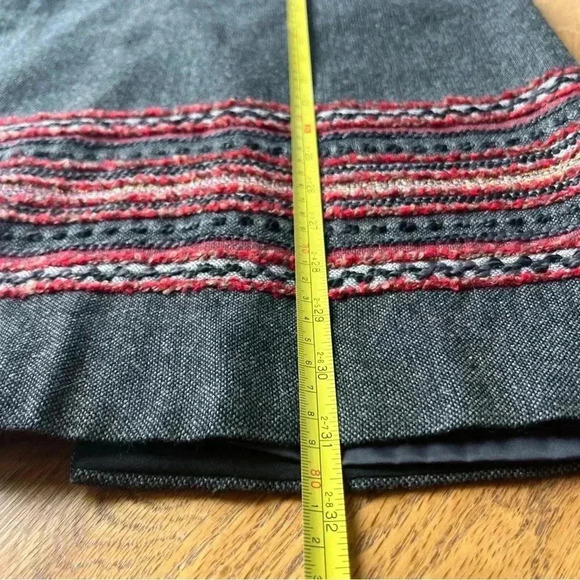 Vintage Sag Harbor 8 Petite Tweed Wool Blend Embroidered Hem Pencil Skirt Gray - Picture 11 of 11
